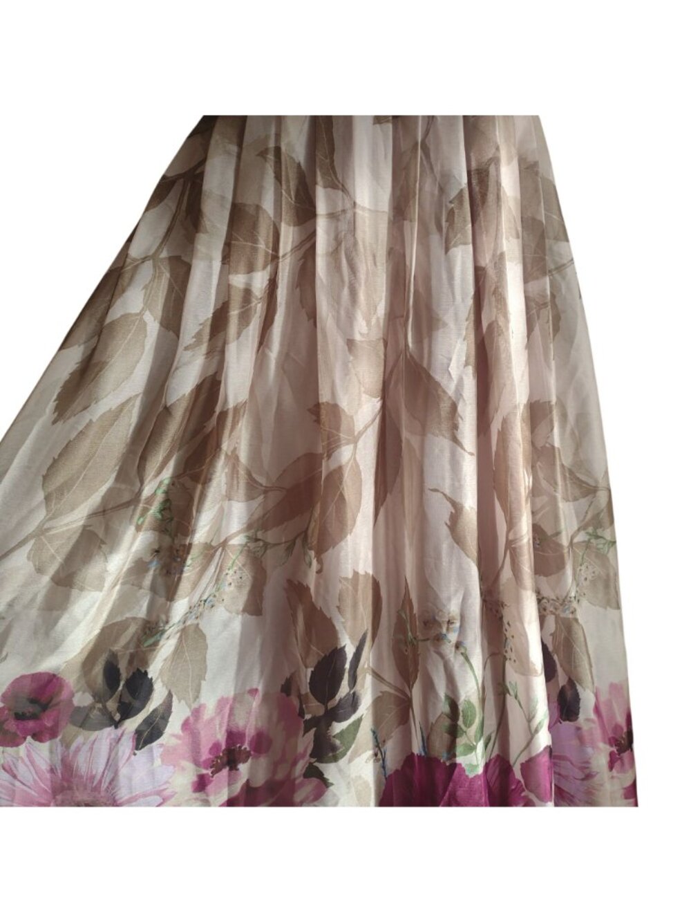 Adrianna Papell Floral Chiffon Formal Dress 12 Beige Magenta Glam Prom Dress - Picture 5 of 12